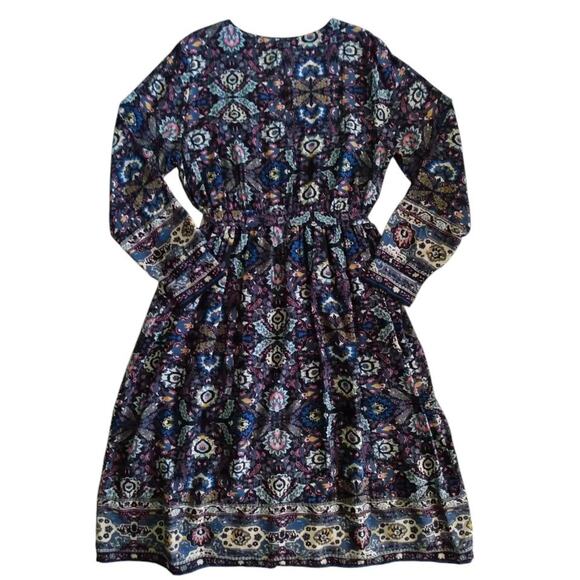 Lucky Brand Florence Border Print Dress Navy Blue Size XS NWT - Picture 7 of 12